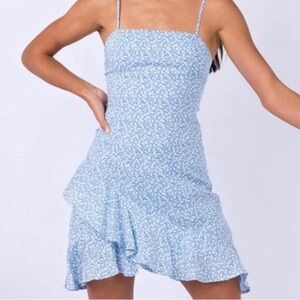 Princess Polly Grasby Mini Dress Blue Floral Back Cutout Cottagecore Milkmaid 4